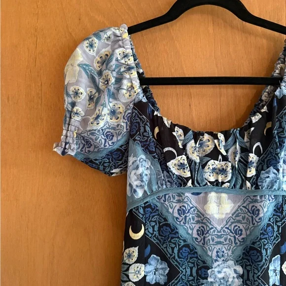 Free People Blue and Black Patterned Dress - Picture 2 of 5